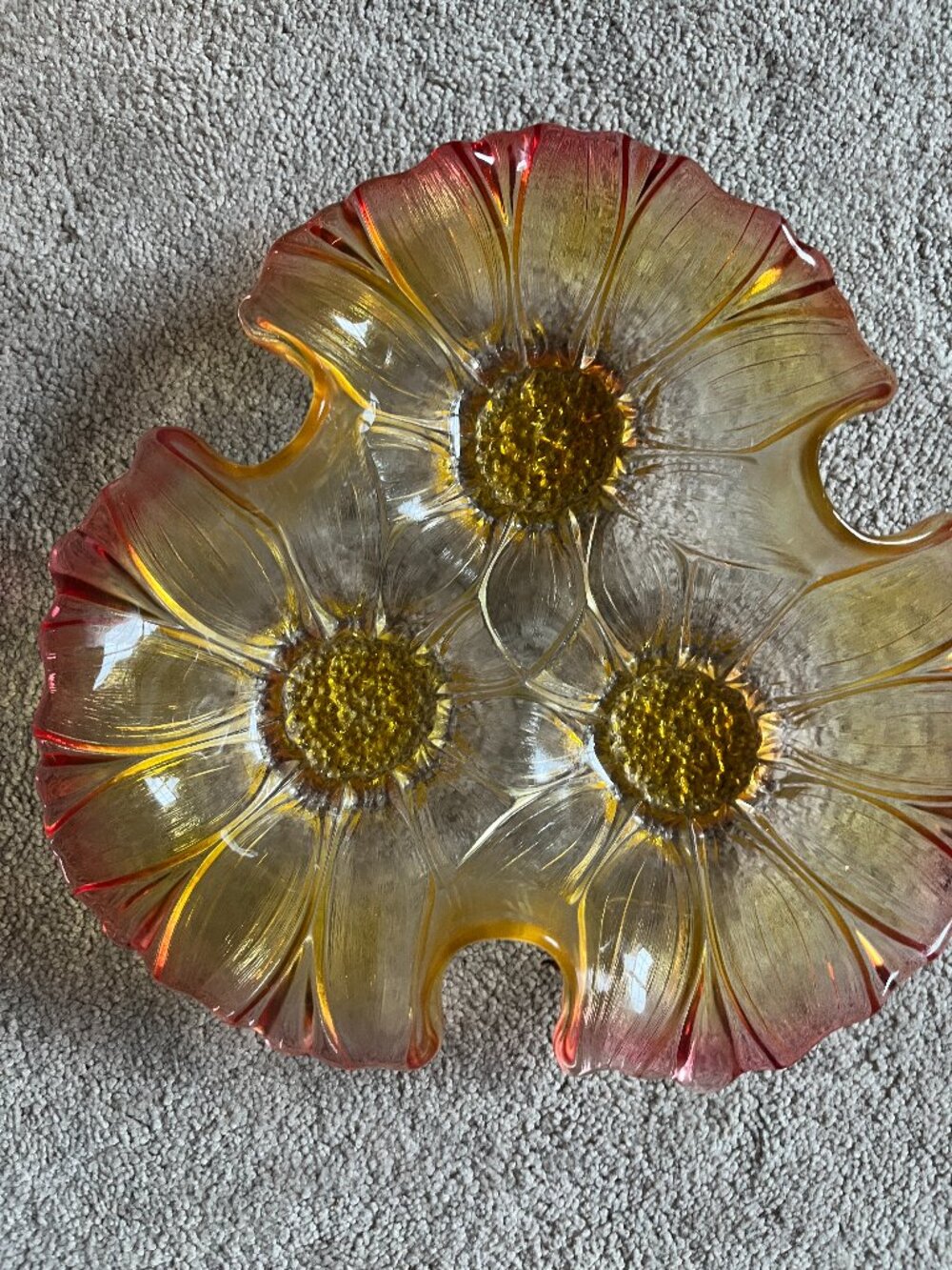 Mikasa Amber Sunflower 3 Part Divided Bowl  - Vintage